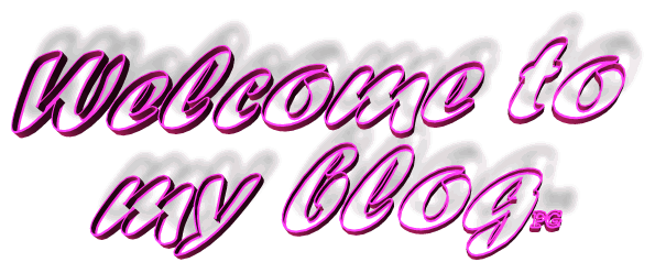 "Welcome to my blog" written in old-internet style pink Word Art lettering